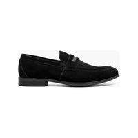 Stacy Adams Burke Moc Toe Saddle Slip On Dressy Shoes Black Suede 25676-008