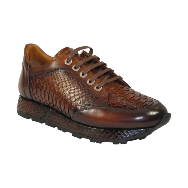 Men's GENIO Turkey Genuine Python Snake Leather Shoes 120197327 Brown