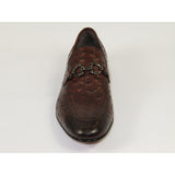 Men's GENIO Genuine Ostrich Embossed Leather Shoes Turkey 120332831 Cognac