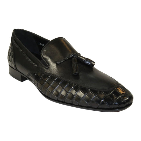 Men's GENIO Genuine Crocodile Embossed Leather Shoes Turkey 120371164 Black