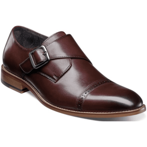 Stacy Adams Desmond Shoes Cap Toe Monk Strap Burgundy 25162-601