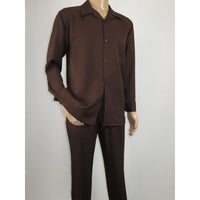 Men's MONTIQUE Two Piece Set Walking Leisure Suit Long Sleeves 1641 Brown