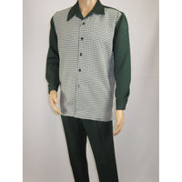 Men's MONTIQUE Two Piece Set Walking Leisure Suit 2367 Green Checkers