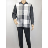 Men's MONTIQUE Two Piece Set Walking Leisure Suit 2370 Gray Plaid