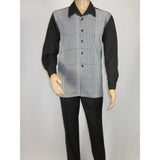 Men's MONTIQUE 2 PC Set Walking Leisure Suit 2390 Black White Hounds tooth