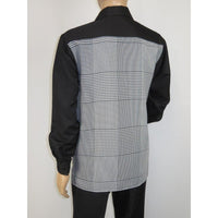 Men's MONTIQUE 2 PC Set Walking Leisure Suit 2390 Black White Hounds tooth