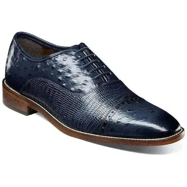 25527 Stacy Adams Leather Shoes Rodano Ostrich Lizard Print All Colors - J.Valintin Men's Wear Legend - 95133