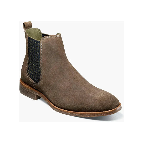 Men's Stacy Adams Gabriel Plain Toe Chelsea Boot Mushroom Suede Dressy 25625-051