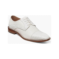 25630 - 100 Stacy Adams Tedesco Cap Toe Oxford Lizard Leather Dress Shoes White - J.Valintin Men's Wear Legend - 25630 - 100 White - 8.5