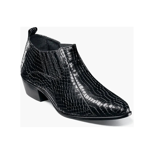 Stacy Adams Sandoval Cuban Heel Boot Croco print Black 25666-001