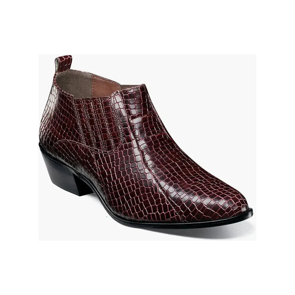 Stacy Adams Sandoval Cuban Heel Boot Croco print Burgundy 25666-601