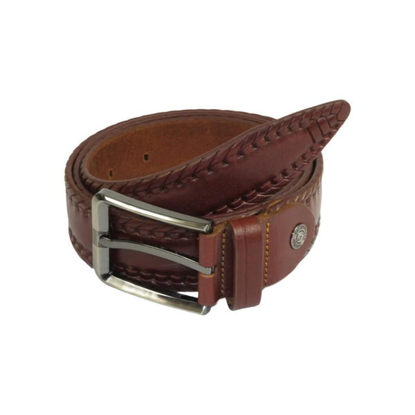 Men's Belt By PICCODER Turkey Genuine Leather Stitched 5021 Brown