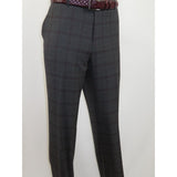 Men Renoir Suit Super 140 Wool Side Vent Classic Fit English Plaid 559-2 Gray