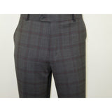 Men Renoir Suit Super 140 Wool Side Vent Classic Fit English Plaid 559-2 Gray