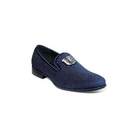 Stacy Adams Men Shoes Swagger Studded Slip On Satin Navy Formal 25228-410