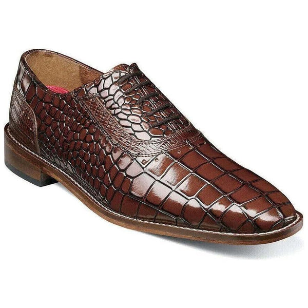 Stacy Adams Riccardi Plain Toe Oxford Shoes Animal Print Cognac 25575-221