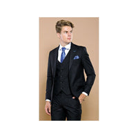 Men 3pc European Vested Suit WESSI J.VALINTIN Extra Slim Fit JV25 Black Stripe