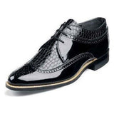 Stacy Adams Mens Black Shoes Dayton Wingtip Shiny Leather Tuxedo 00605-01