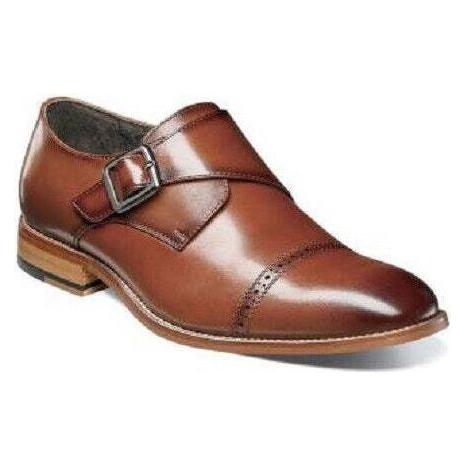 Stacy Adams Desmond Shoes Cap Toe Monk Strap Cognac Leather 25162-221