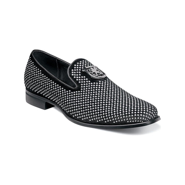 Stacy Adams Men's Shoes Swagger Studded Slip On Black and Silver 25228-042