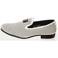 Stacy Adams Men Shoes Swagger Studded Slip On Satin Black White Formal 25228-111