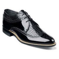 Stacy Adams Mens Black Shoes Dayton Wingtip Shiny Leather Tuxedo 00605-01