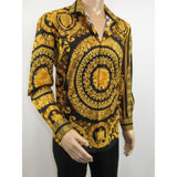 Men's AVM Crystal Shirt Medallion Medusa Cotton Turkey Slim Fit 9628-01 Gold