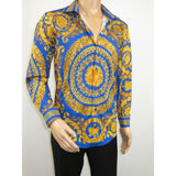 Men's AVM Crystal Shirt Medallion Medusa Cotton Slim Fit 9628-06 Royal Blue