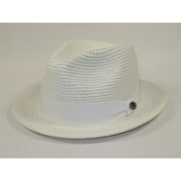 Men's Bently Semi Crushable Fedora Pinch Front Briad Hat Leonardo LE230 White