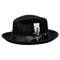 Men Bruno Capelo Hat Australian Wool Rabbit Fur Look Felt Fedora RA760 Black