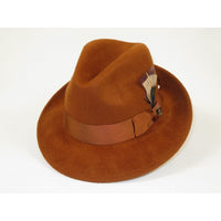 Men Bruno Capelo Hat Australian Wool Rabbit Fur Look Felt Fedora RA762 Cognac