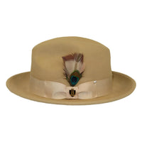 Men Bruno Capelo Hat Australian Wool Rabbit Fur Look Felt Fedora RA764 Tan