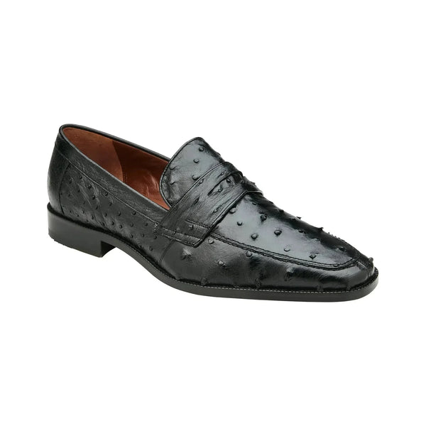 Belvedere Espada Ostrich Quill Penny Loafer Shoes Black - J.Valintin Men's Wear Legend - Espada Black 02440 - 9