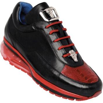 Belvedere Flash Sneaker Genuine Ostrich and Soft Italian Calf Black Red E01 - J.Valintin Men's Wear Legend - E01 black red Flash_10