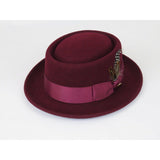 Bruno Capelo Dress Hat Australian Wool Crushable Pork Pie Jazz PP104 Burgundy - J.Valintin Men's Wear Legend - PP104 - Burg - S