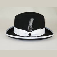 Bruno Capelo Dress Hat Australian Wool Homburg Godfather GF111 Black white - J.Valintin Men's Wear Legend - 19584