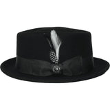 Bruno Capelo Hat Wool Fedora Diamond Crown Santana Stingy Brim SA200 Black - J.Valintin Men's Wear Legend - SA200 - Black - S