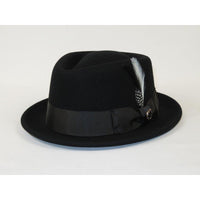 Bruno Capelo Hat Wool Fedora Diamond Crown Santana Stingy Brim SA200 Black - J.Valintin Men's Wear Legend - SA200 - Black - S