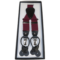 ELEGANT Suspenders Clip on and Button Option for Slacks or Suit Pants Burgundy - J.Valintin Men's Wear Legend - 80108