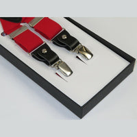 ELEGANT Suspenders Clip on and Button Option for Slacks or Suit Pants Red - J.Valintin Men's Wear Legend - 80113