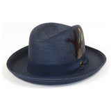 Men Bruno Capelo Summer Spring Soft Straw Style Hat Godfather GF204 Navy