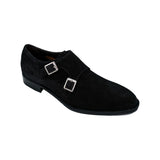 Giovacchini By Belvedere Italian Shoes Double Monk Strap Suede Black Francesco - J.Valintin Men's Wear Legend - Francesco BLK - 9