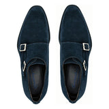 Giovacchini By Belvedere Italian Shoes Double Monk Strap Suede Navy Francesco - J.Valintin Men's Wear Legend - Francesco Navy - 9