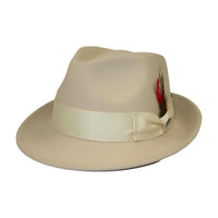 Men BENTLY HEADWEAR Hat Australian Wool Pinch Front Fedora Hudson HU429 Bone