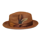 Men's Summer Spring Braid Straw Hat BRUNO CAPELO JULIAN JU924 Brandy/Rust