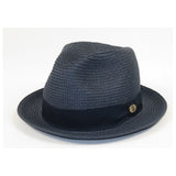 Men's Bently Semi Crushable Fedora Pinch Front Briad Hat Leonardo LE232 Navy