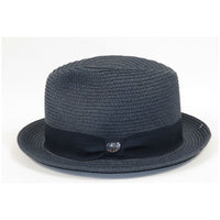 Men's Bently Semi Crushable Fedora Pinch Front Briad Hat Leonardo LE232 Navy