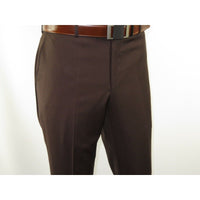 Mantoni Mens Flat Front Pants All Wool Super 140's Classic Fit 40901 brown new - J.Valintin Men's Wear Legend - 9914