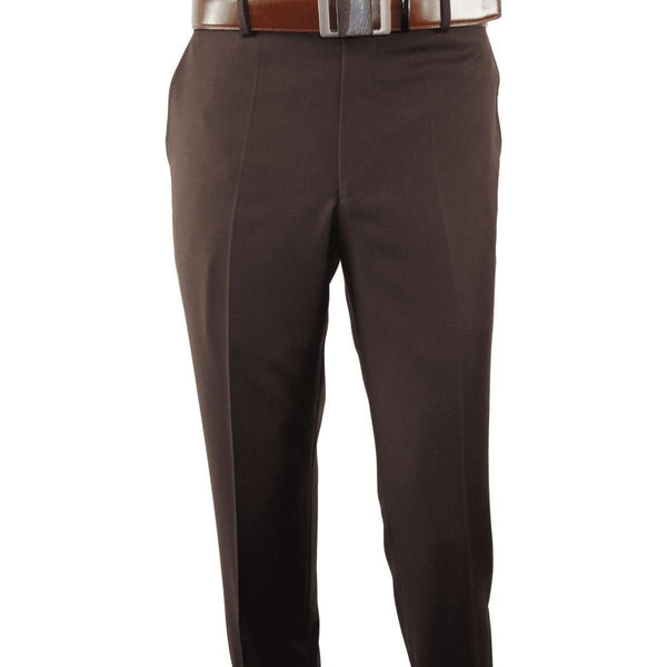 Mantoni Mens Flat Front Pants All Wool Super 140's Classic Fit 40901 brown new - J.Valintin Men's Wear Legend - 9914