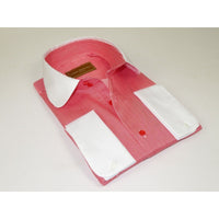 Men 100% Cotton Dress Shirt CIERO MONTERO Turkey 1A99 - 53 White Red Slim Fit - J.Valintin Men's Wear Legend - 101031